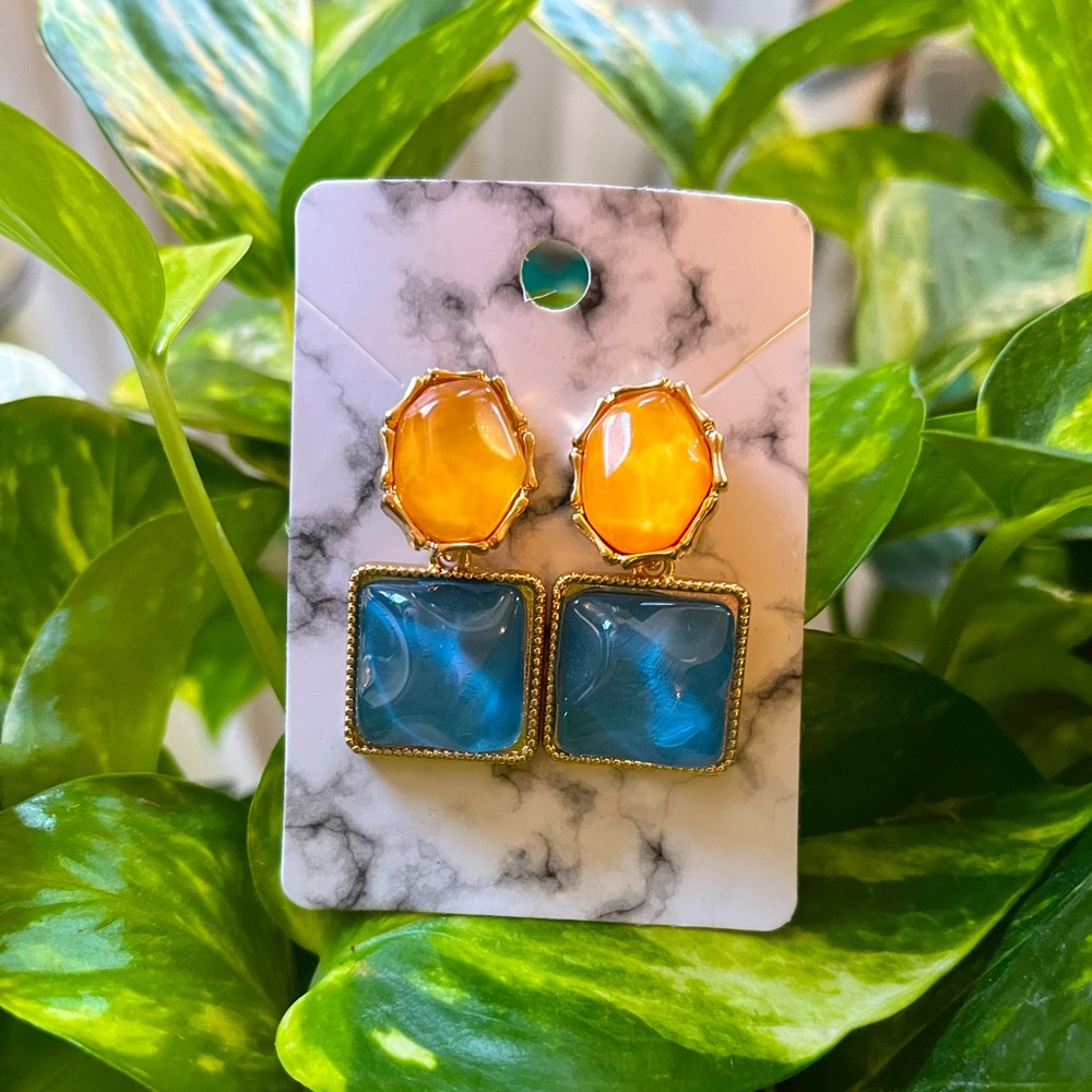 Yellow and blue earrings